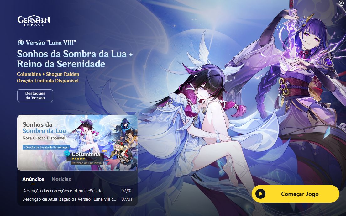 Conta genshin com 5 estrelas + AR alto