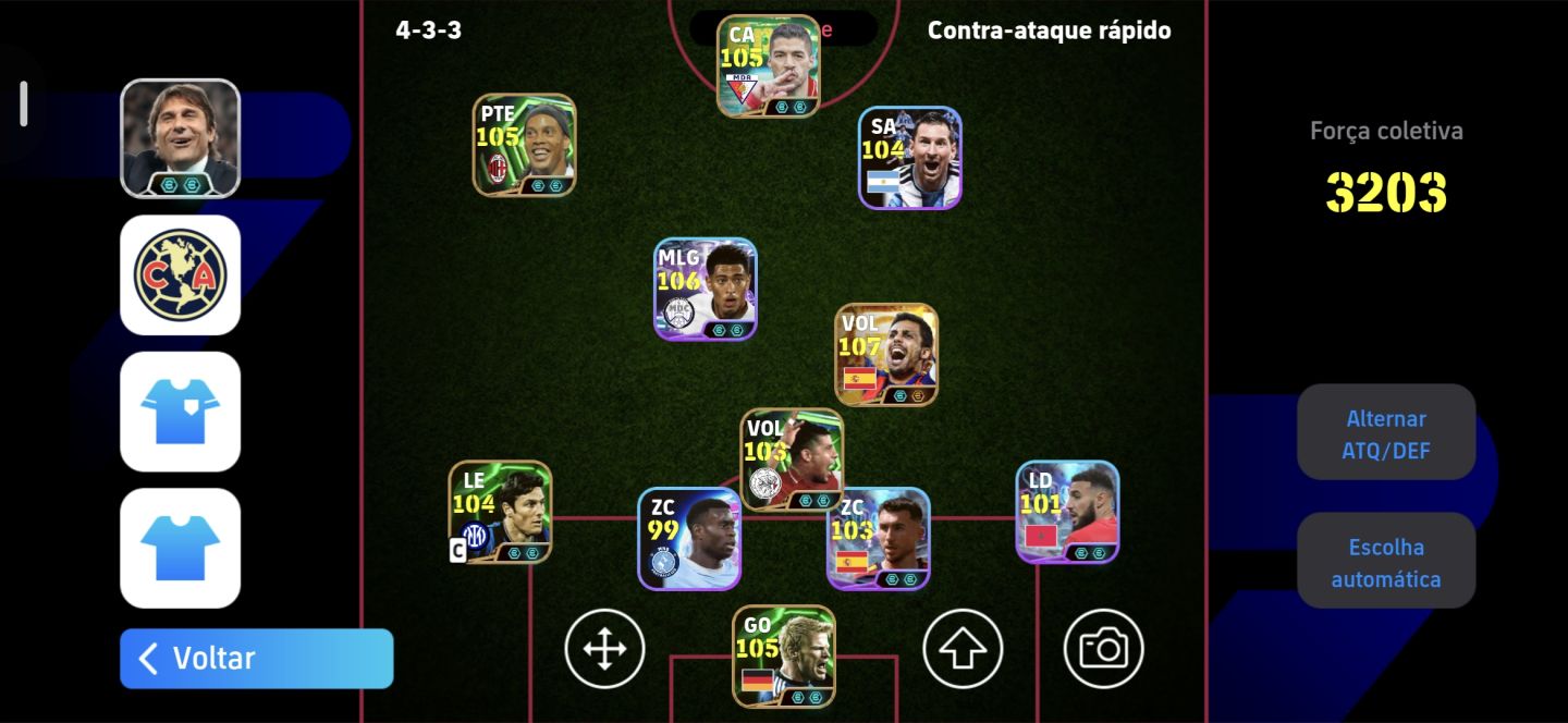 CONTA EFOOTBALL 3203 DE FORÇA COLETIVA COM RODRI 107 E BELLINGHAM SHOW TIME 106