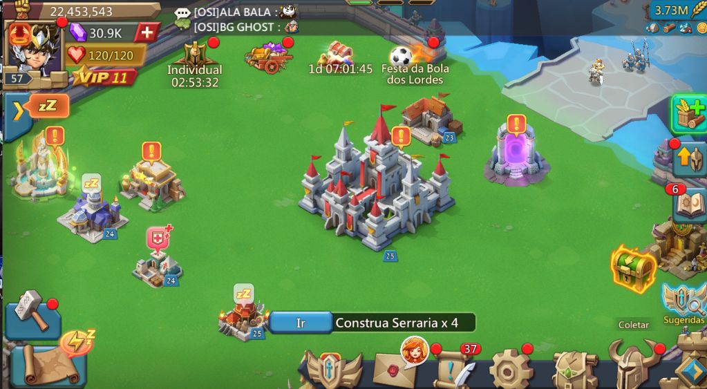 Conta lordes mobile castelo nível 25