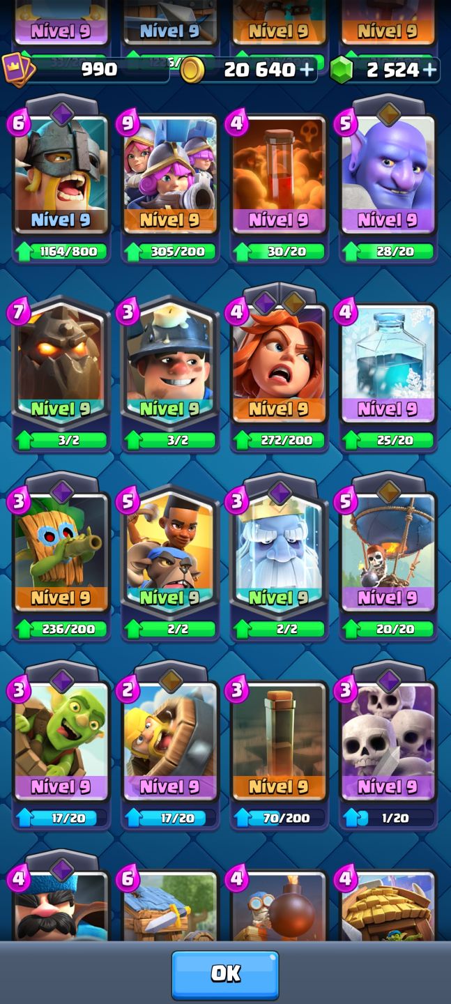 CONTA CLASH ROYALE BEM DESENVOLVIDA | 5.115 TROFÉUS | 2.524 GEMAS