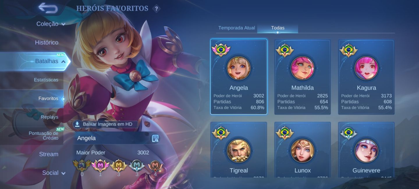 CONTA MLBB - COLLECTOR ANGELA - MUITAS SKINS