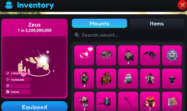 Divinos e Míticos Mount RNG (Montaria RNG)