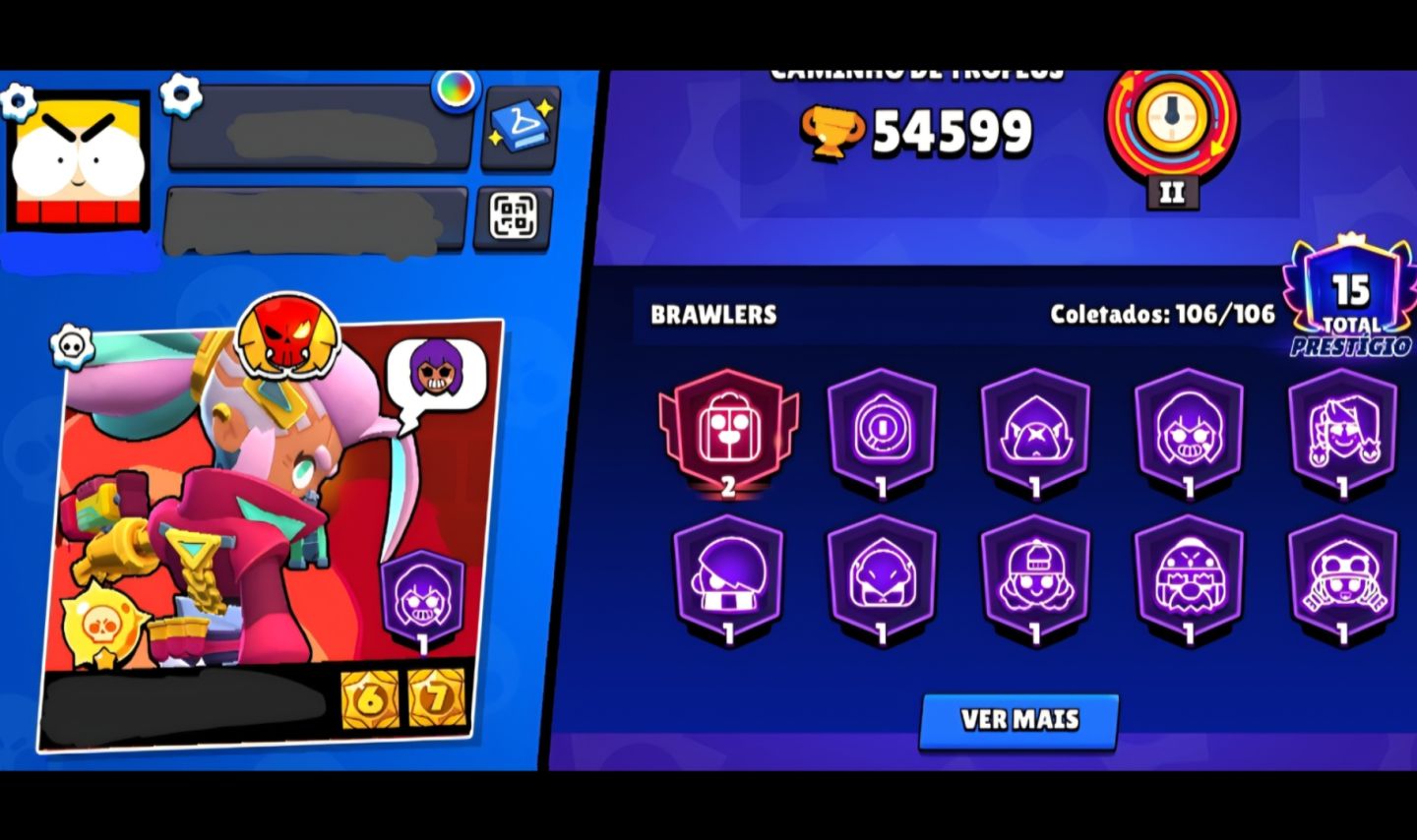 CONTA BRAWL STARS 2019 57.742 TROFÉUS 107 BRAWLERS E 581 SKINS RARAS