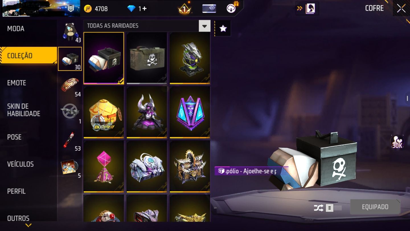 CONTA FF LVL 70 | GEMADA | MESTRES ANTIGOS | FULL GOJO | 8 PASSES | +500 SKINS