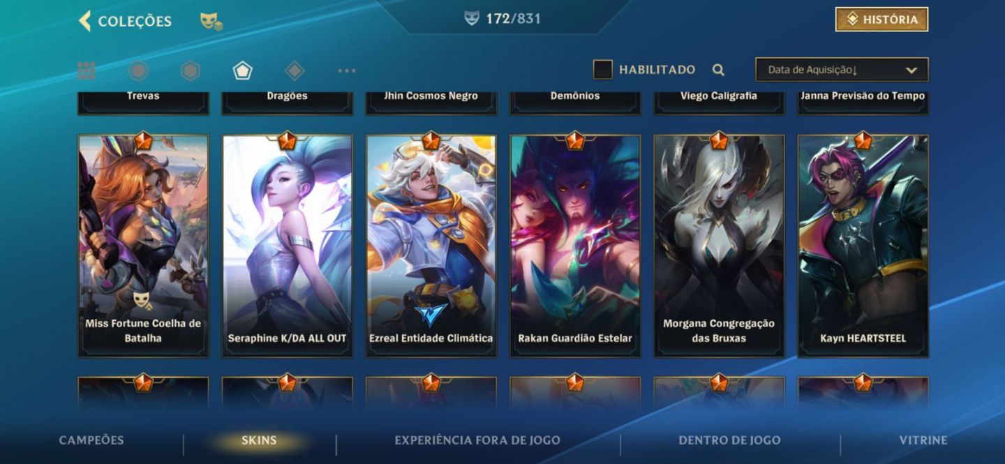 Conta Monarca Jinxs Supervilã , 172 Skins e todos campeões comprados.