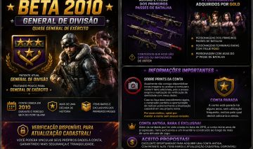 CONTA POINT BLANK | GENERAL DE DIVISÃO | SEM DADOS CADASTRADOS | CONTA DE 2010