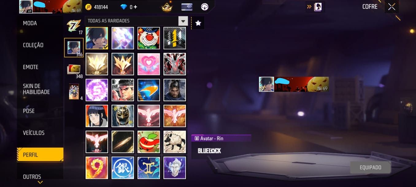 CONTA FF LVL 69 TODAS AS CAMISAS DE TIME + COMBO NARUTO FULL + UMP COMPETITIVA