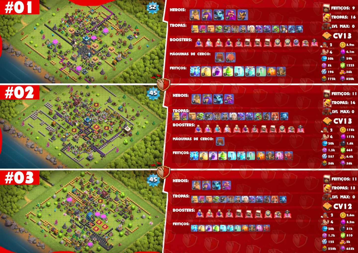 ( MENOR PREÇO! ) CONTAS DE CLASH OF CLANS | CVS UPADOS, FULL, RUCHADOS, SKINS...