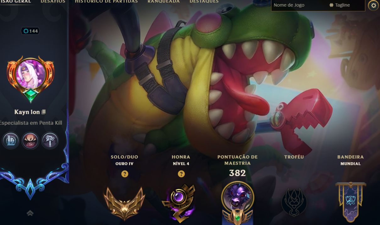 CONTA LOL OURO IV COM SKINS LENDÁRIAS