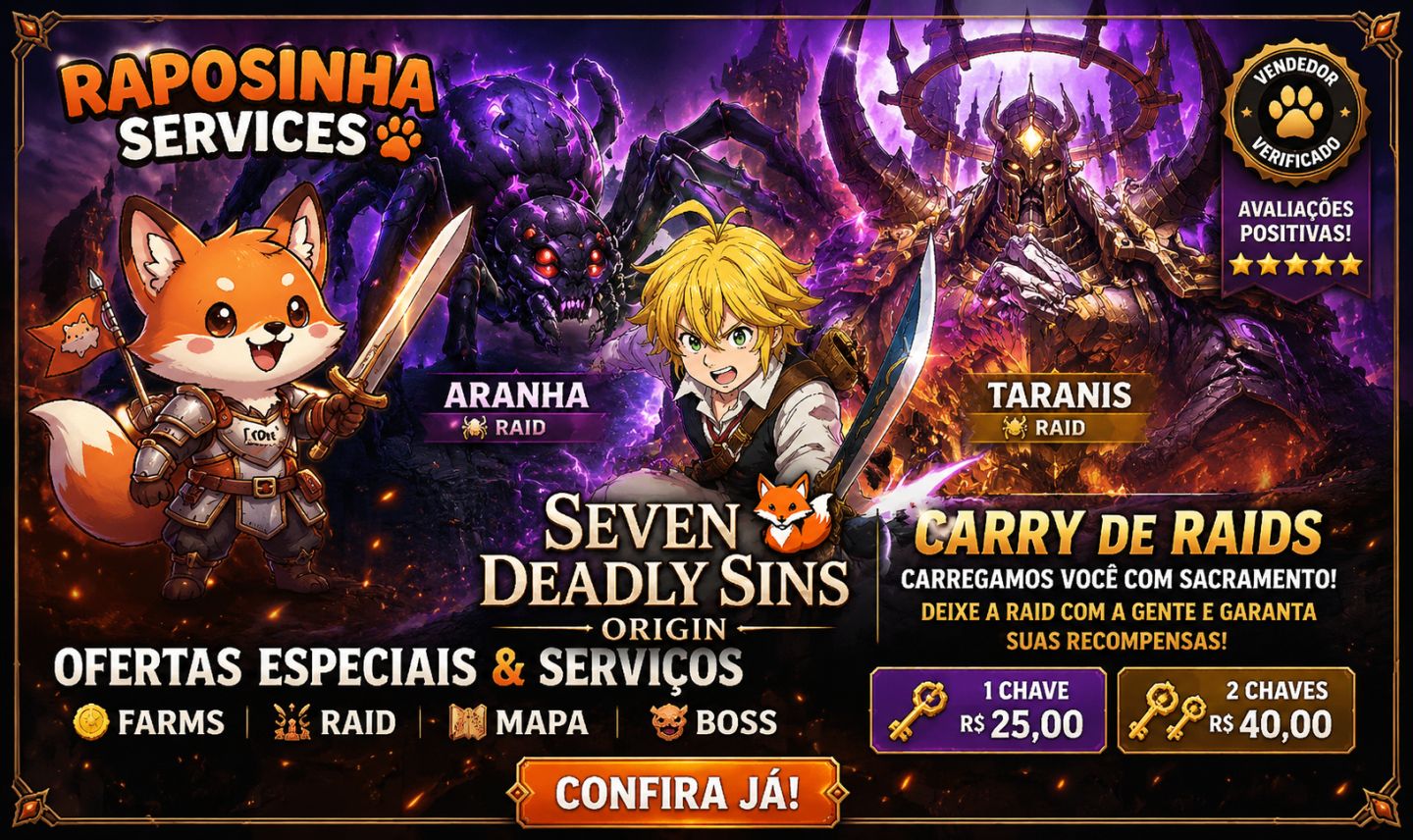 Raposinha Service - Farms, Raid, Mapa, Boss, Pets e Coleta Personalizada.
