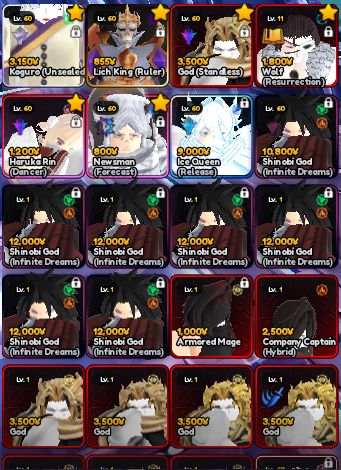 PERSONAGENS DE ANIME VANGURDS (AV) DISPONIVEIS EM MEU INVENTARIO.