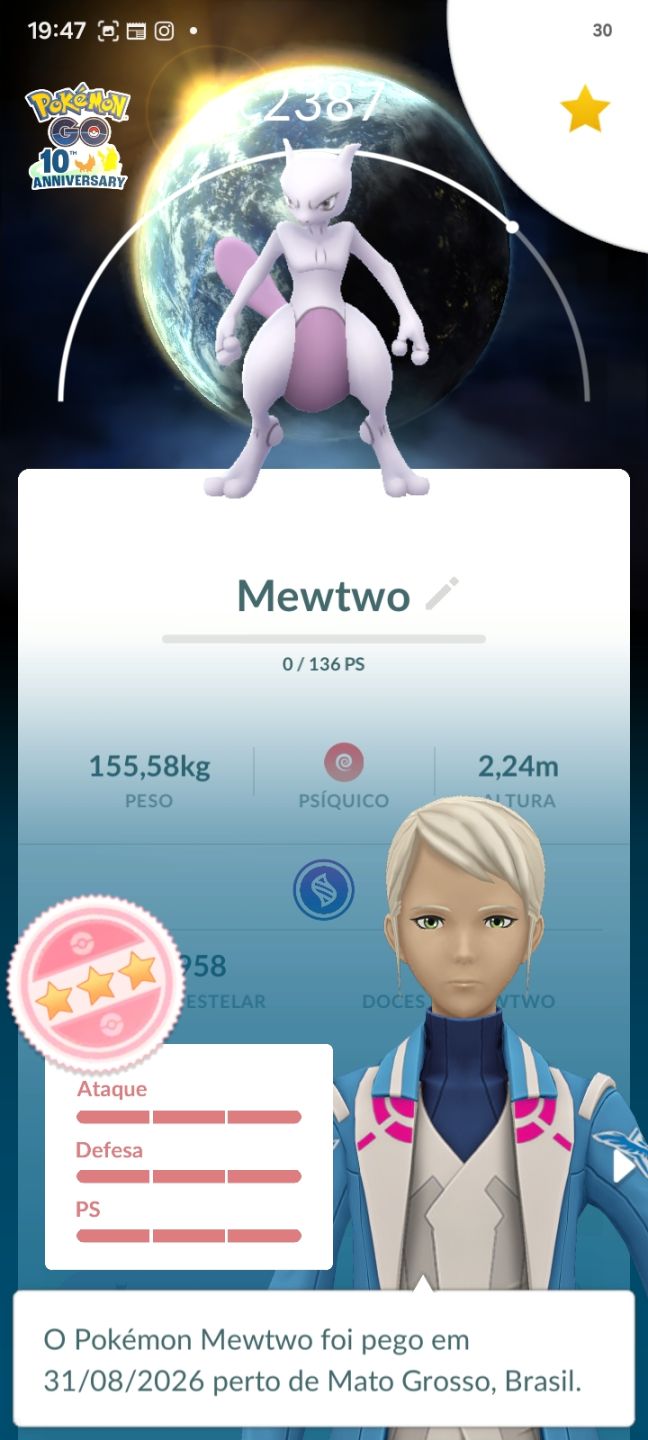 Conta Pokémon GO Mewtwo 100% Hundo na Master Ball+Zygarde+Clefairy Shiny+Sableye