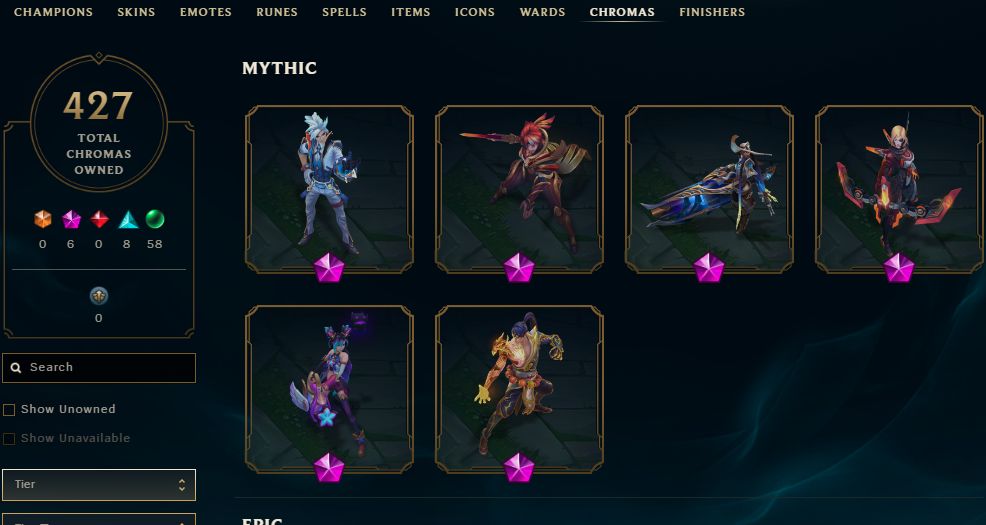 1011 SKINS, 427 CHROMAS - CONTA DE LEAGUE OF LEGENDS