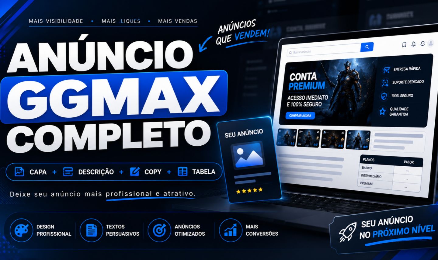 CRIO SEU ANÚNCIO GGMAX COMPLETO | CAPA + DESCRIÇÃO + COPY + TABELA