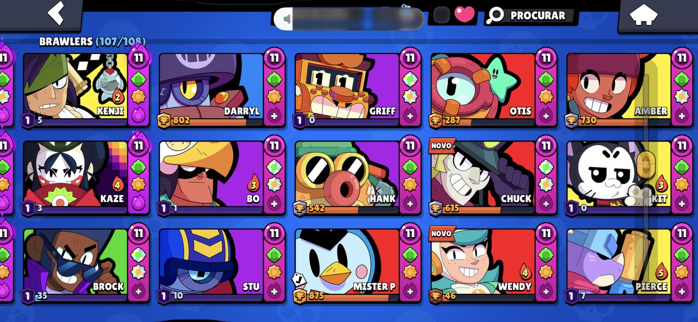Conta Brawl Stars, Shelly estelar, 40+ hypercargas, 107 brawlers, 60k+ troféus!