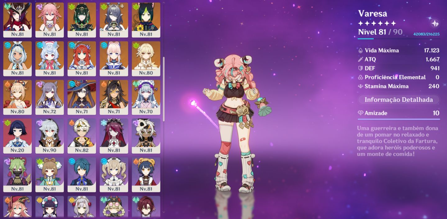 Conta AR60 Late Game mais da metade dos personagens 5 Estrelas