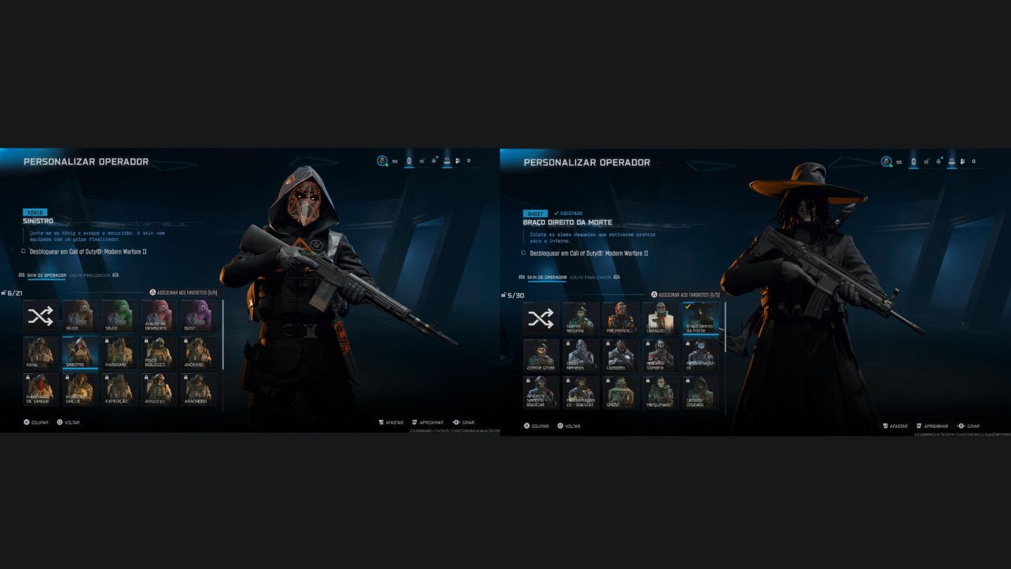 CONTA WARZONE VÁRIAS SKINS TRYHARDS, TERRIFER, SMILE, BALLERINA, CORVO E ETC.