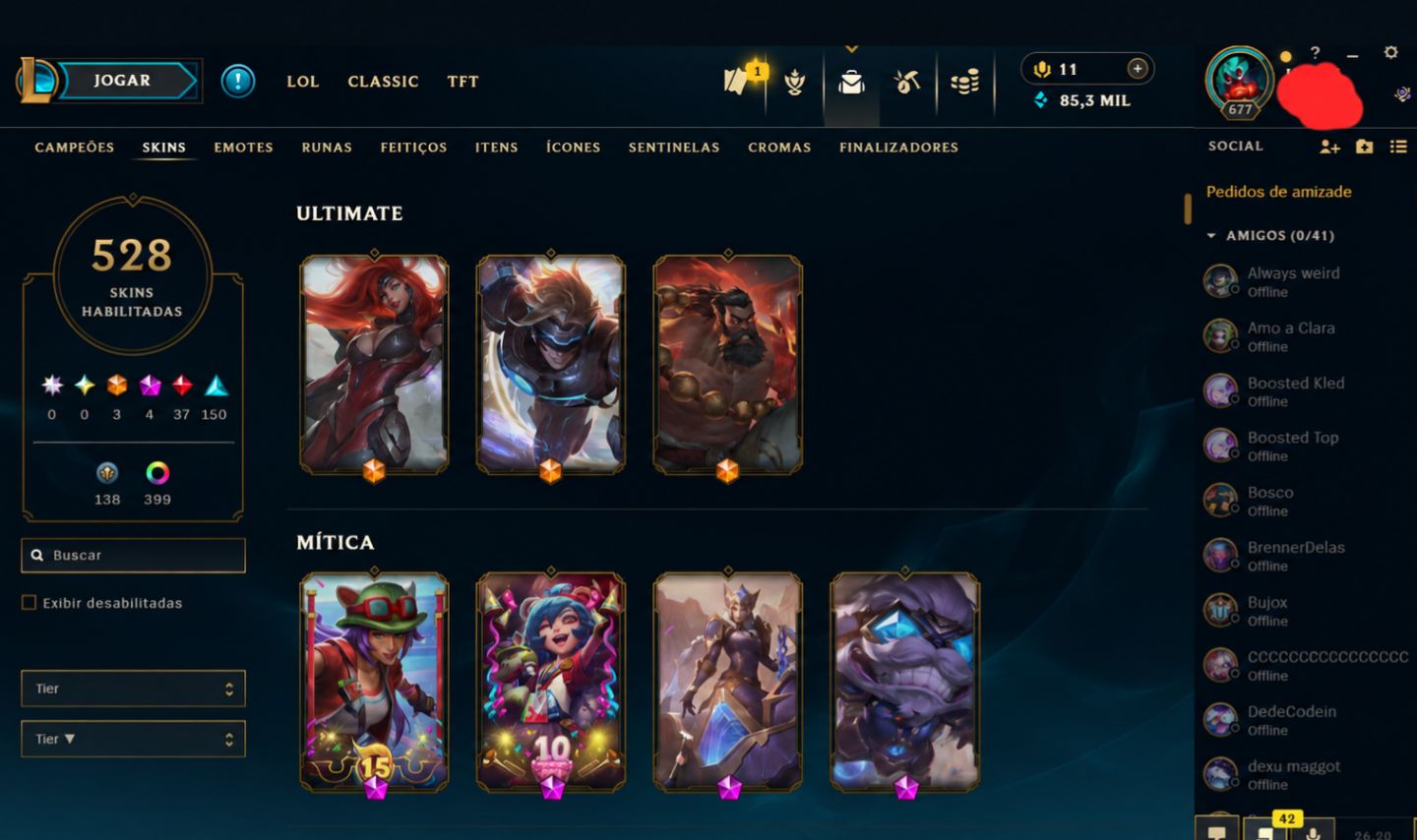 CONTA LOL 528 SKINS | DESDE 2013 | ELISE VITORIOSA + VALORANT