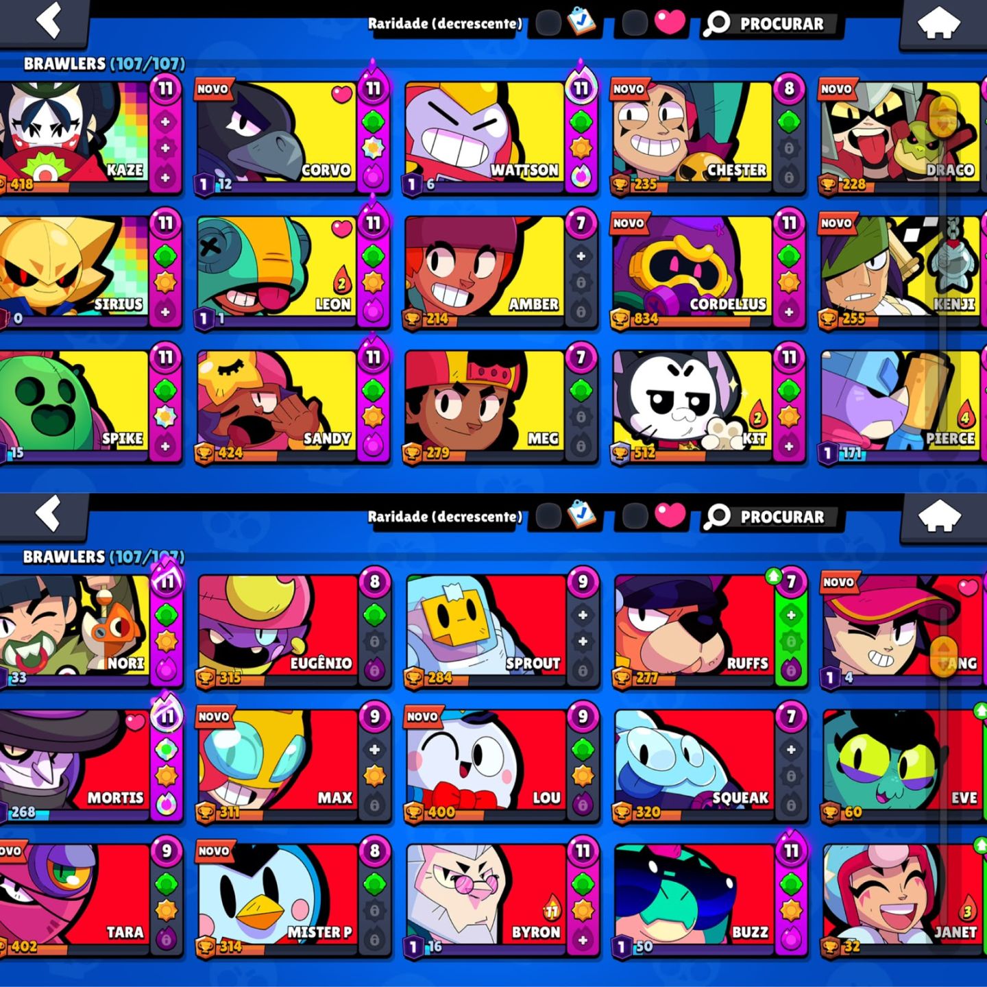 CONTA DE BRAWL STARS | 51K DE TROFEUS | 107 BRAWLERS VARIAS SKINS