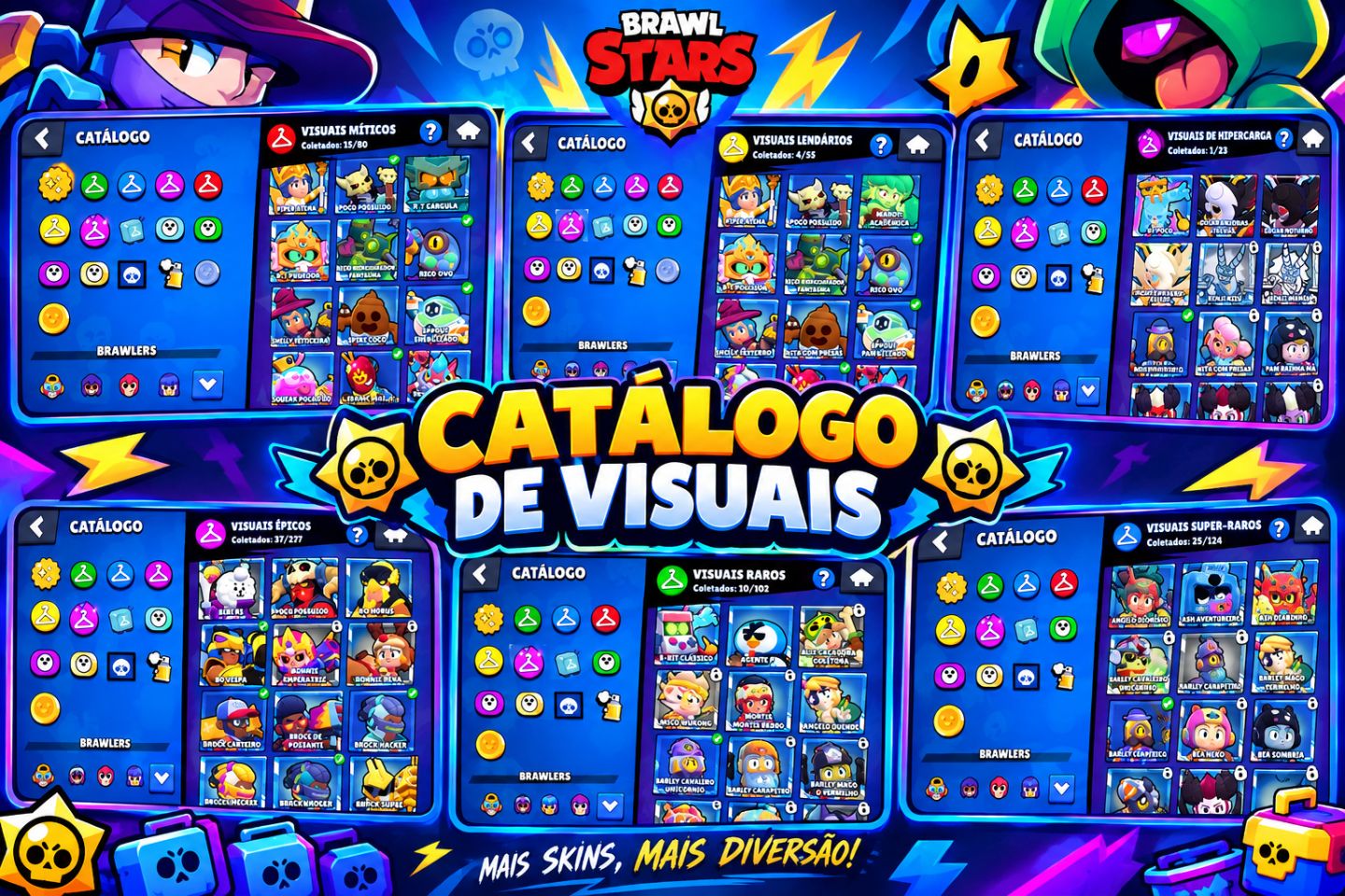 CONTAS DE BRAWL STARS DIVERSOS ITENS SKINS E BRAWLERS!