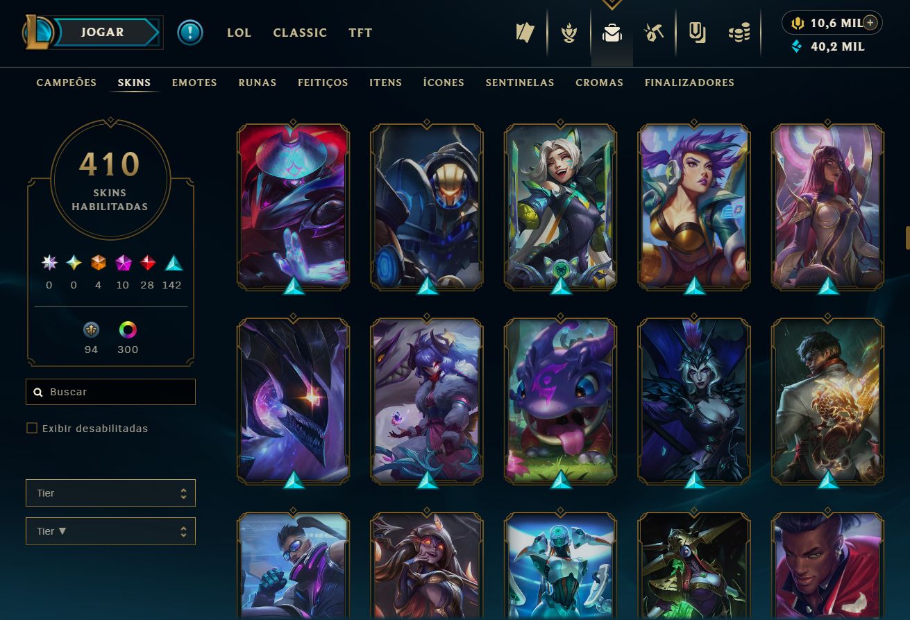 Lvl 534 | 410 skins | 10,662 RP | 210 EM | Bordas e muito mais