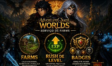 Adventure Quest World: Hard Farms, Rush de Level, Sagas, Histórias, Badges