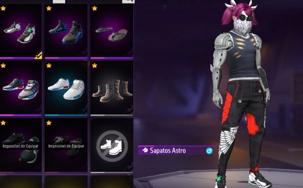 CONTA DE FREE FIRE COM CABELO ROSA, GENOS ONE PUNCHMAN, MANOMAX E ANJO VERMELHA