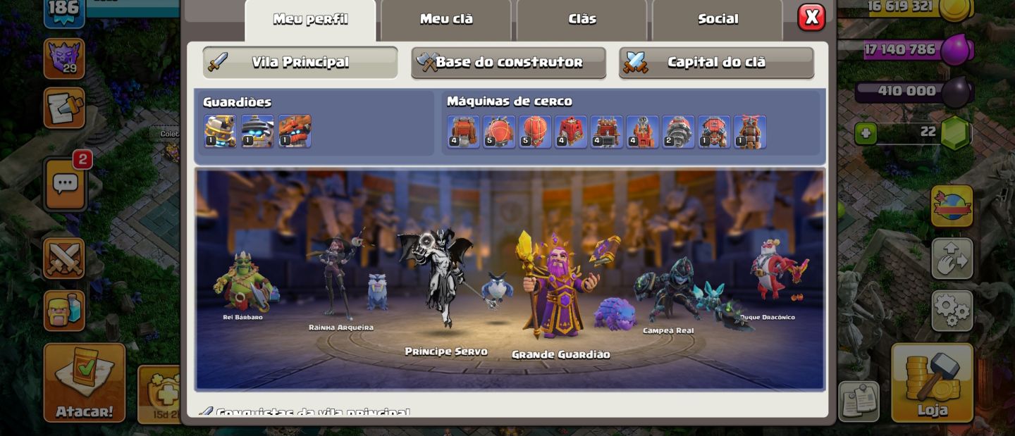 CV 18 clash of clans muito bem upada, confira nas imagens e descrição.