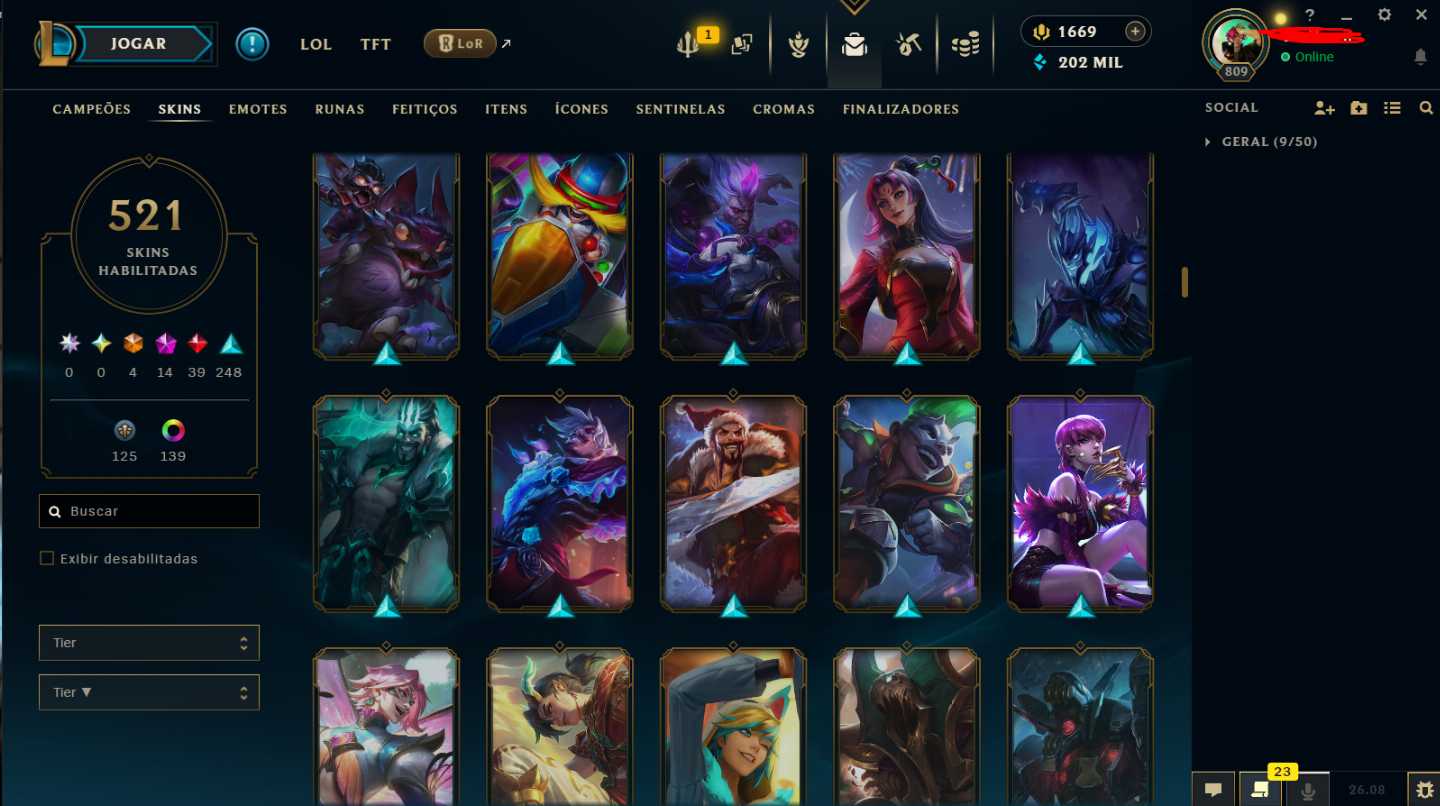 CONTA LEAGUE OF LEGENDs/ 593 SKINS / CAMPEÃ PRIMEIRO CLASH
