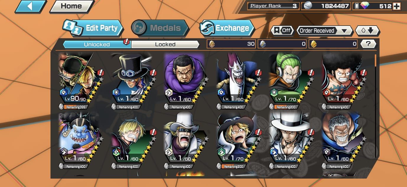 Conta Opbr Global | 5 Ex (ZORO E SANJI, KIZARU , SABO) Rank 3 | Full Acess