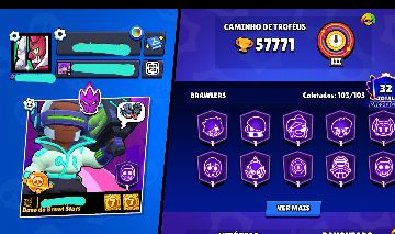 Conta Brawl Stars Completa | 57K+ Troféus | 103 Brawlers | 341 Skins | 100% FA