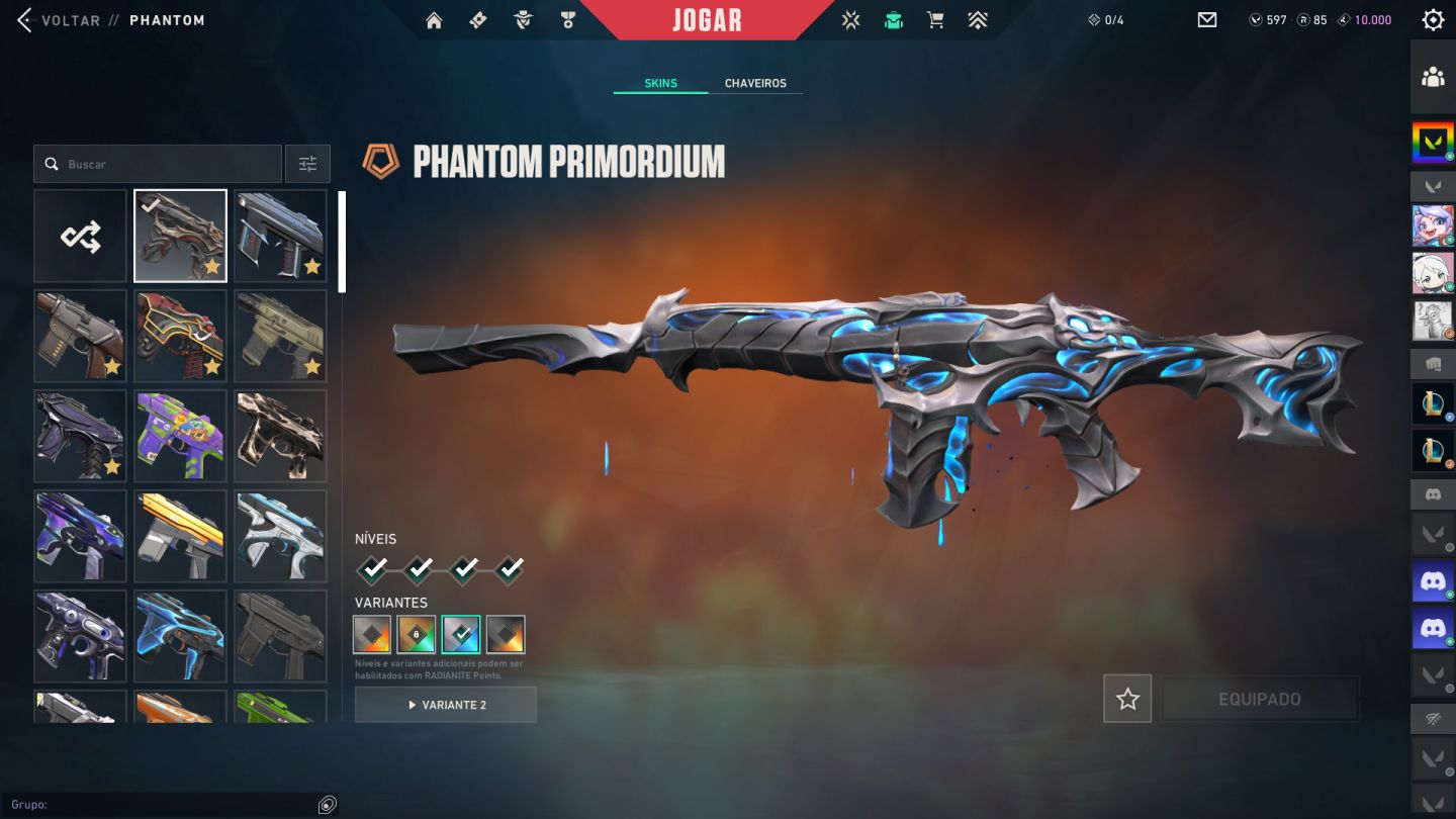 Conta de Valorant, skins de pacote e passe de batalha - 3.800 reais Gastos.