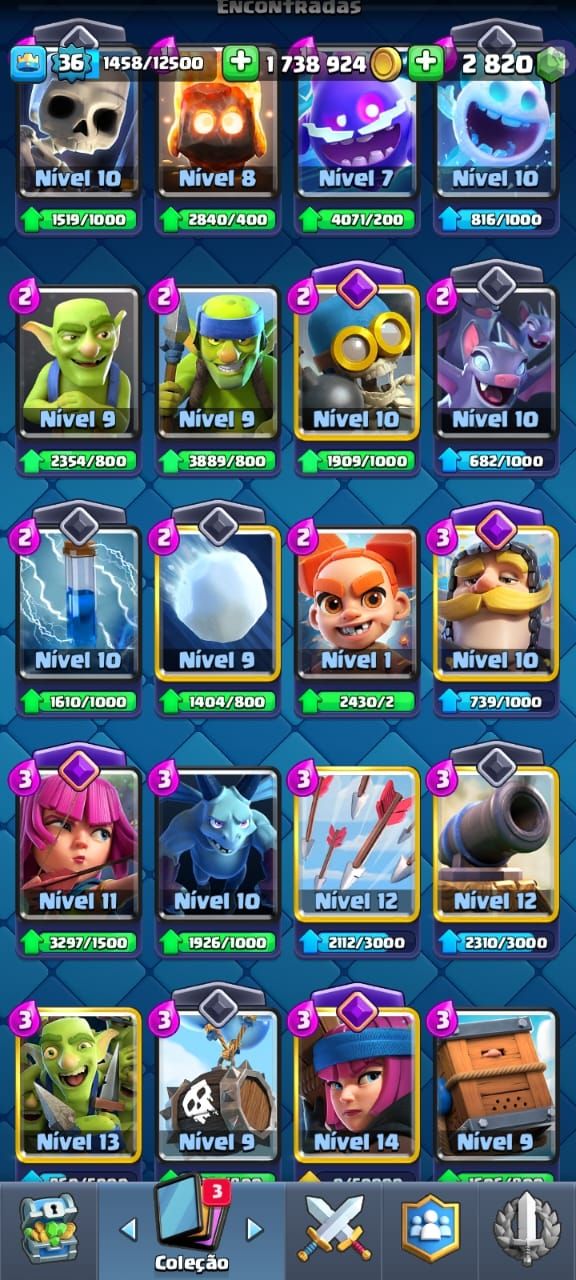 CONTA DE CLASH ROYALE LEVEL 36 COM 2K800DE GEMA E MUITAS EVOLUÇÕES!!!