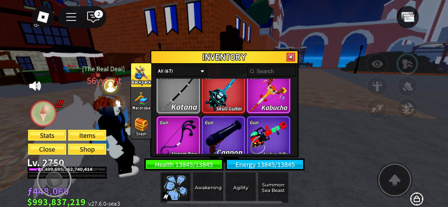 CONTA BLOX FRUIT LVL MAX - SANGUIN ART+CDK+TTK+SG