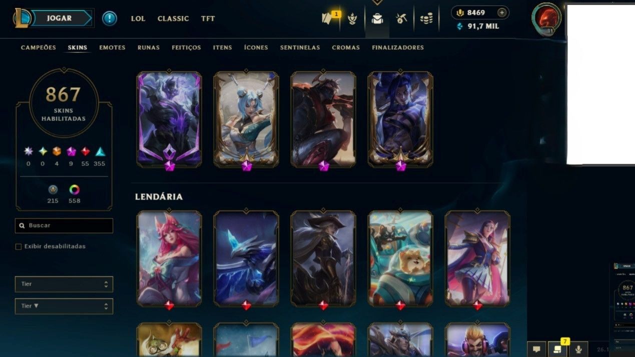 CONTA + 850 SKINS +500 CROMAS + 800 ICONES 500 EMOTES + TROCA DE NICK DISPONIVEL