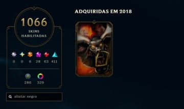 Conta Lol 2012 com BLACK ALISTAR, ALL PAX / 1066 Skins / Nivel 478 / 541 Icones