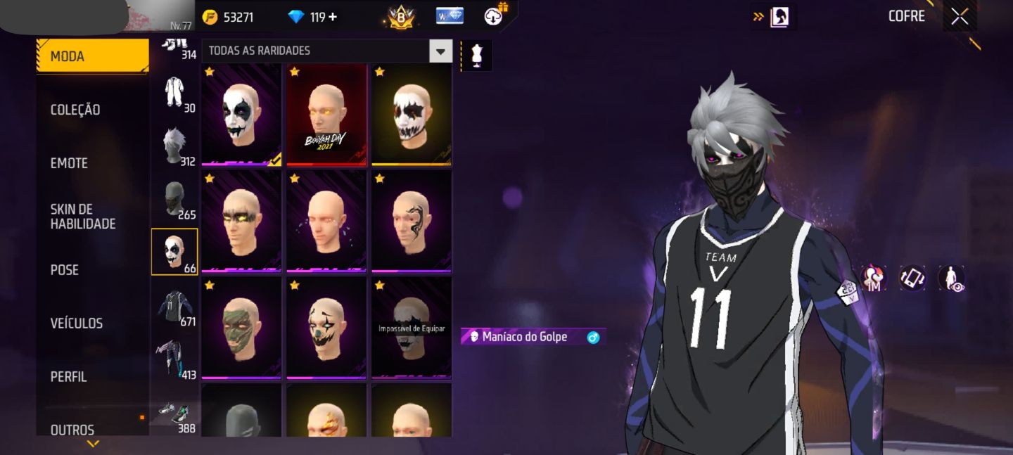 CONTA DE FREE FIRE PRIME 8 (MUITAS ATRIBUTADAS)