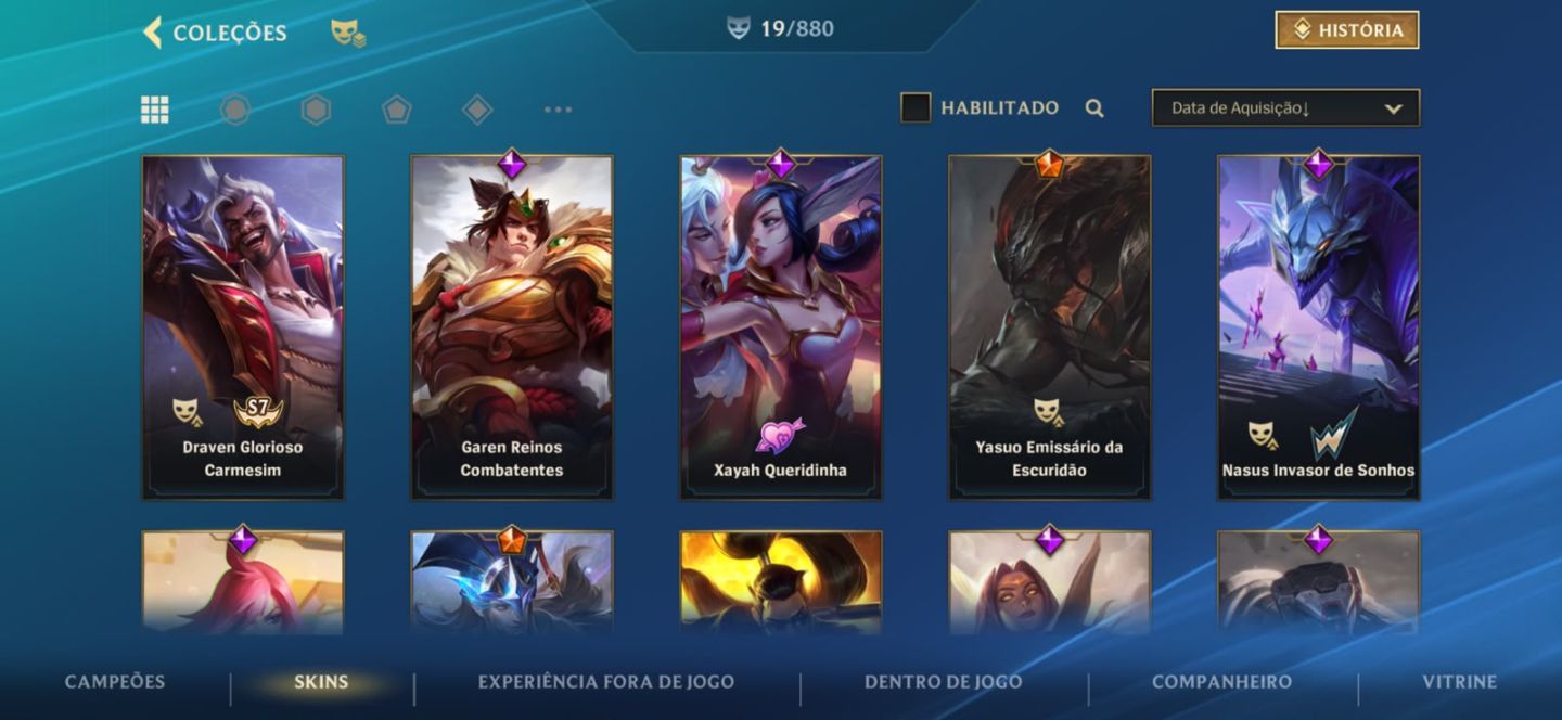 Conta wild rift conta antiga com skins raras boa coleção