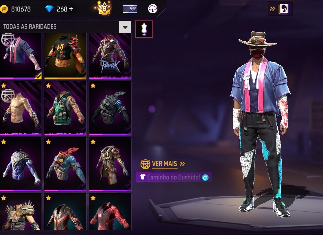 Conta Free Fire com Primeiro Terceiro Setimo Passe Ragnarok Mestre S6 S7 Prime 8