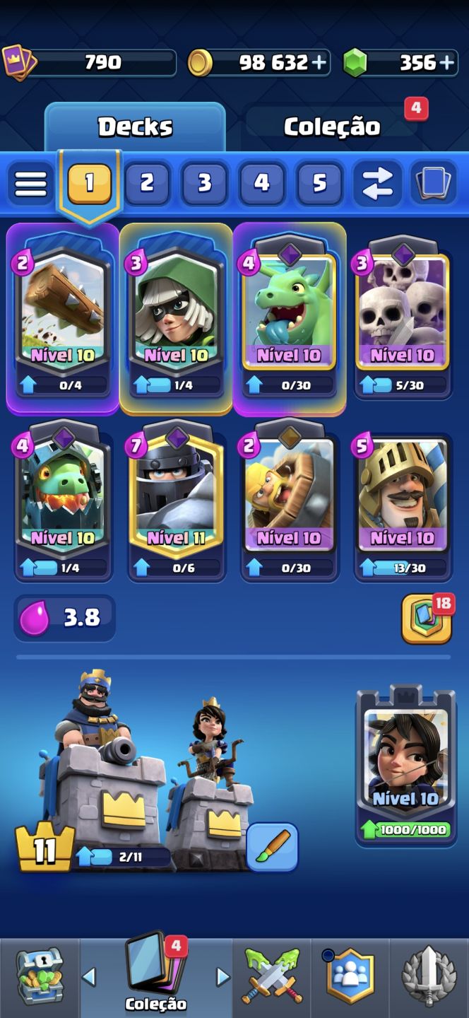 CONTA CLASH ROYALE LVL 11 | ARENA 13 | 4317 TROFÉUS | 14 LENDÁRIAS |