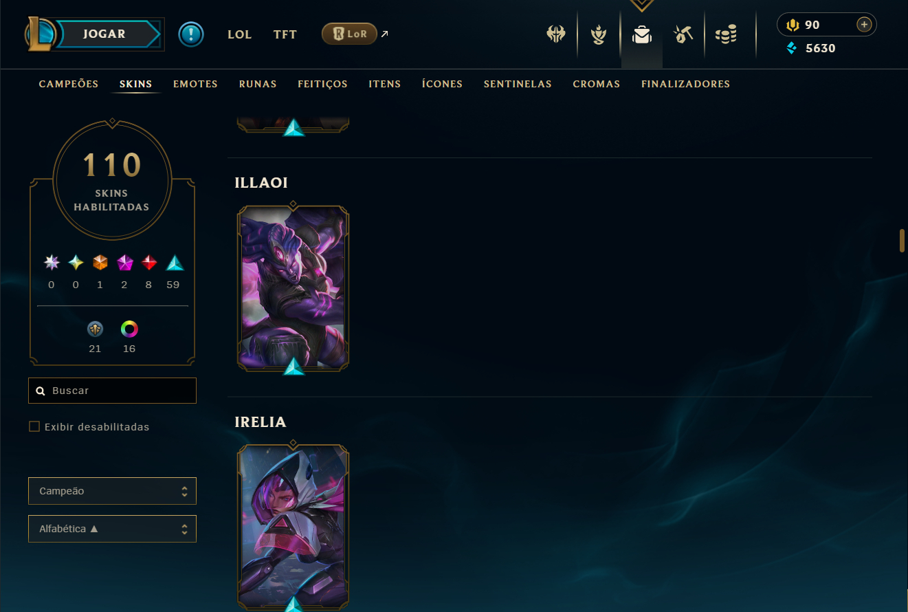 Conta recheada de skins otima conta para iniciar
