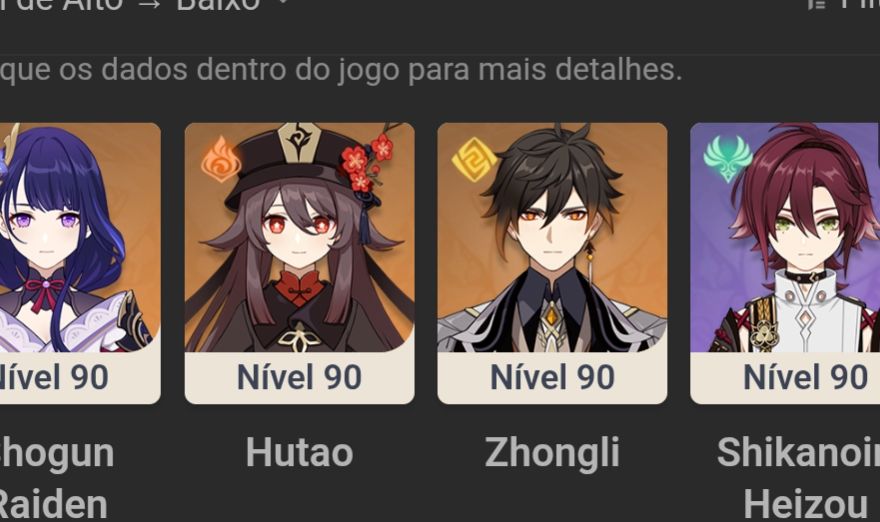 Conta genshin, 9 personagens t5, ar 55, conta antiga t5, ar 55