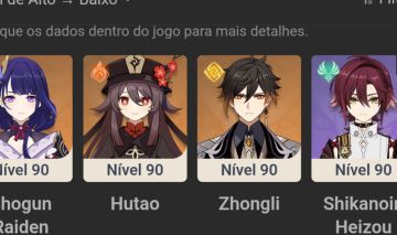 Conta genshin, 9 personagens t5, ar 55, conta antiga t5, ar 55