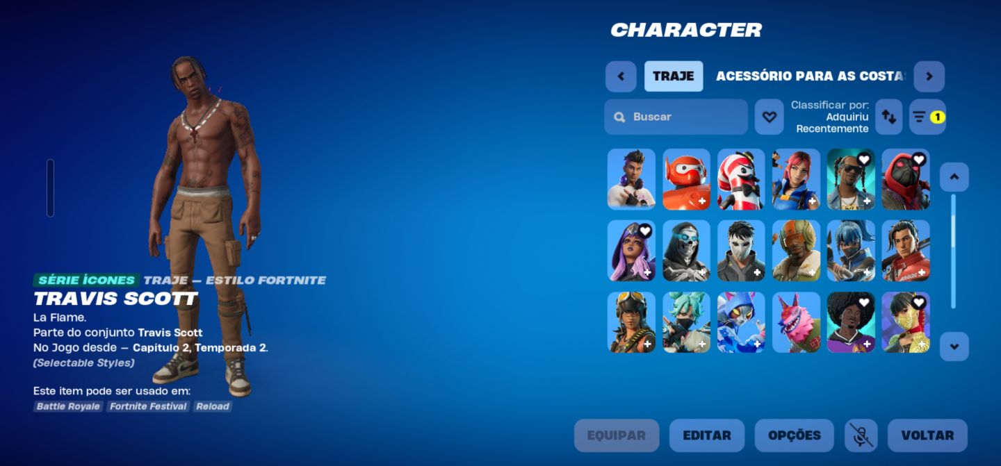 Conta fortnite bundle travis passe capítulos 3/4 completo