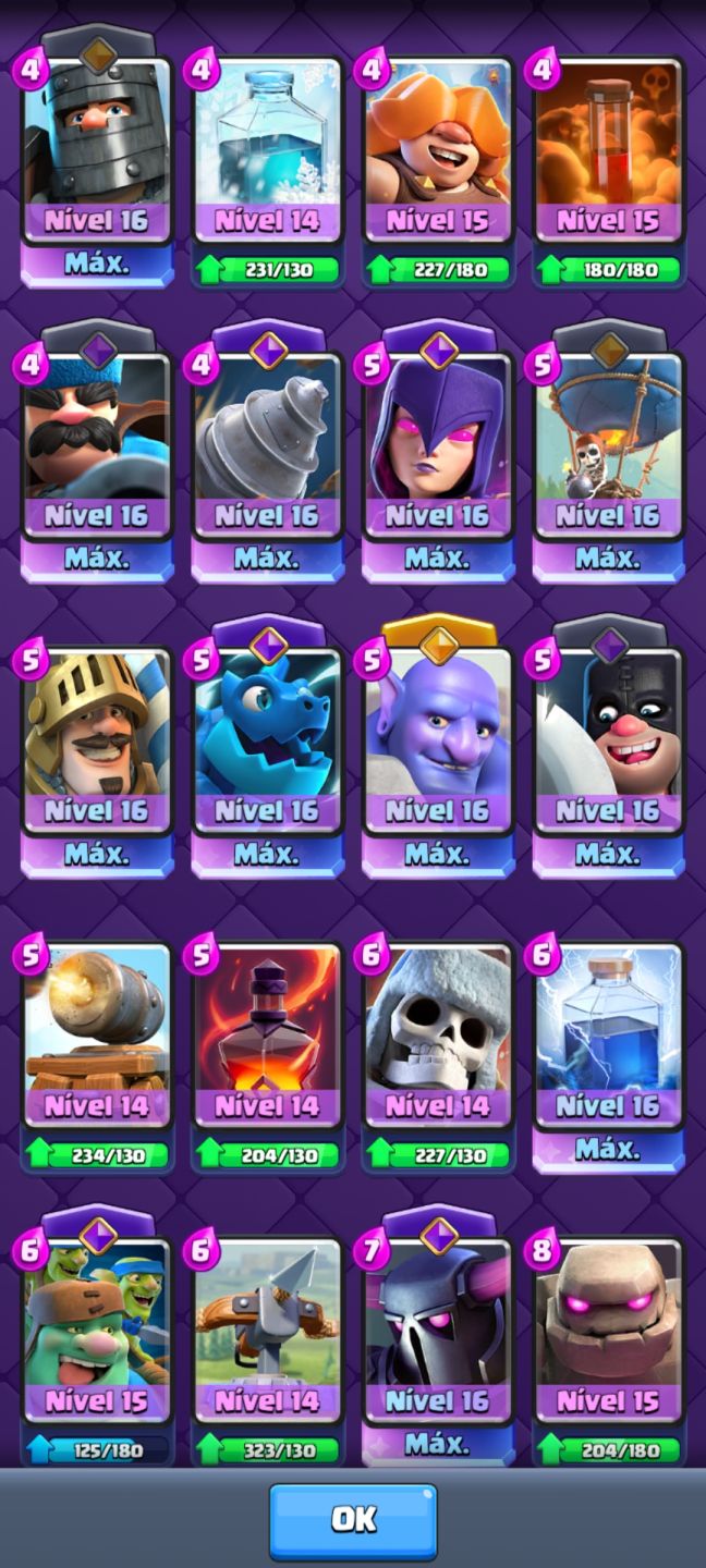 Conta Clash Royale Full Acesso | 123/123 Cartas | Várias Nível 16 Máx +900k Ouro
