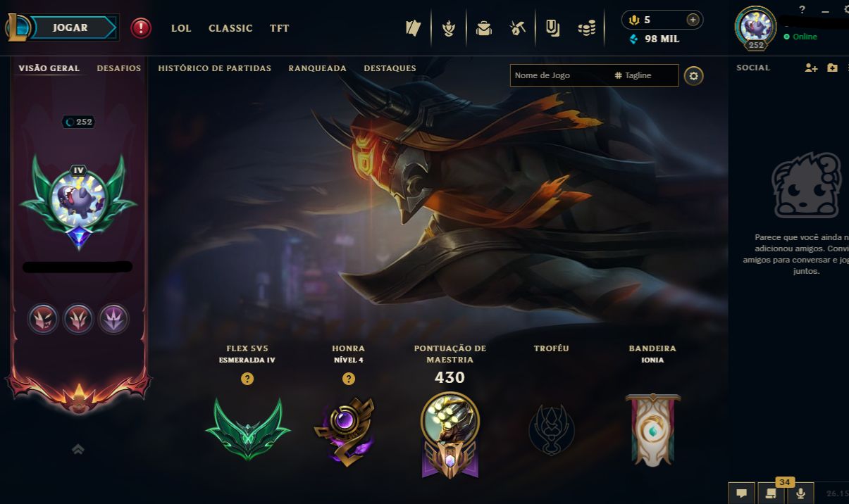 Conta LoL 2023 | Todos os Campeões | 117 Skins | Nível 252
