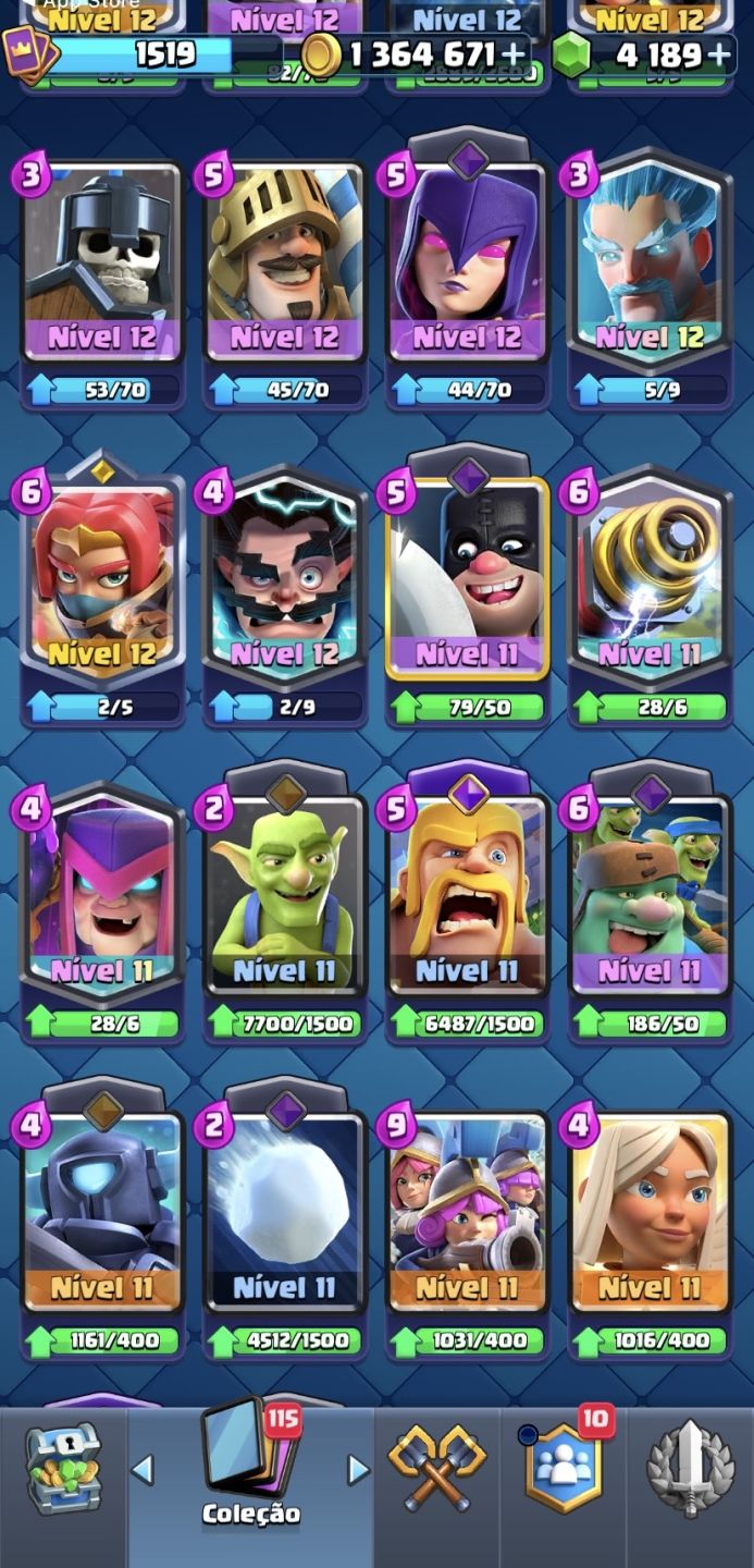 CONTA CLASH ROYALE OG 9 ANOS - 10k TROFÉUS + 1.3M OURO + 4.1k GEMAS, MUITAS EVO