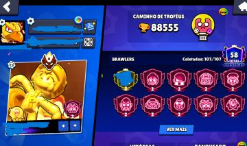BBRAWL STARS CONTA DE 2020, Mestre + Prestígio 3 + Skins Raras