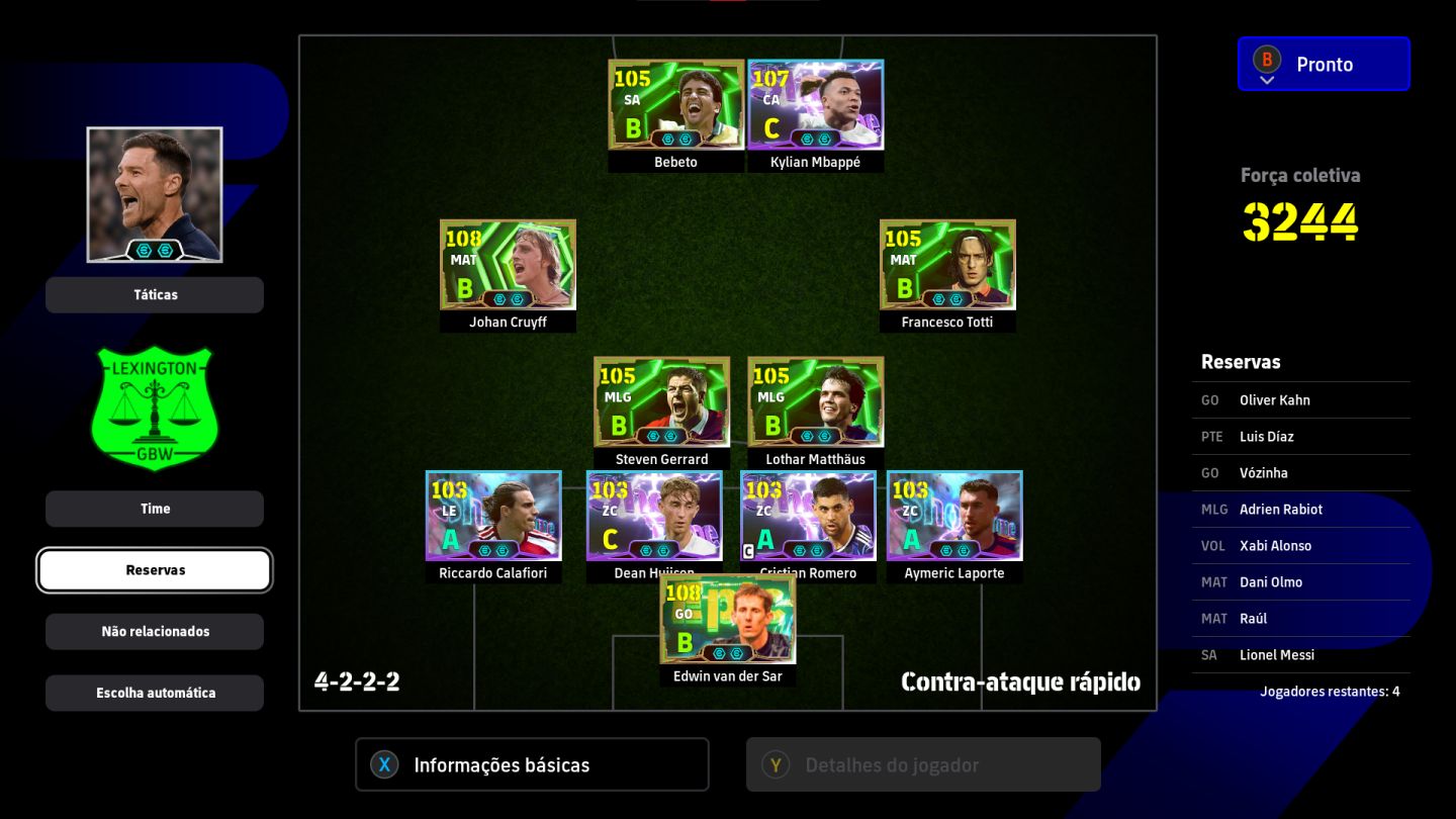 CONTA EFOOTBALL STEAM PC | FORÇA DO TIME 3244 | ELENCO FORTE | ÉPICOS E LENDA