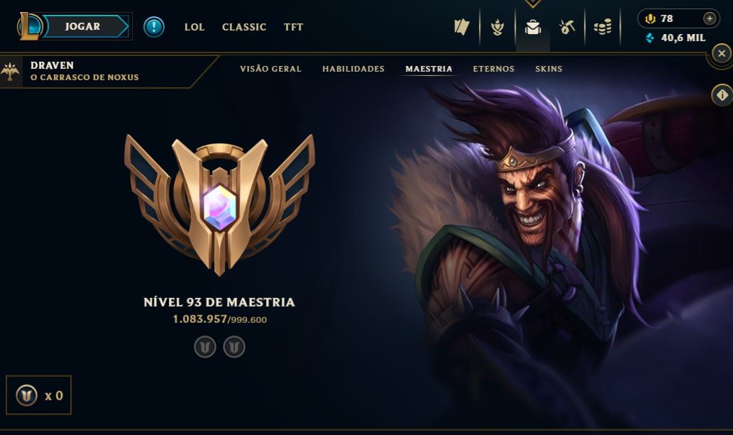 CONTA RARA DE 2014 FULL CAMPEÕES E SKIN AHRI FAKER,MONO RIVEN JHIN,DRAVEN 1 MI